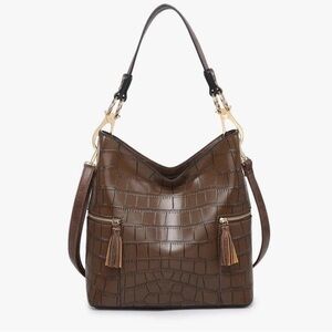 Jen &‎ Co Rochelle Faux Croc
Hobo Bag brown with gold hardware
